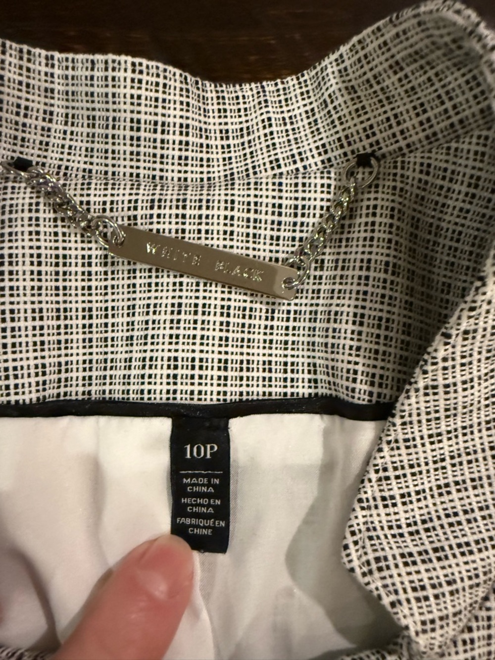 White House Black Market Plaid Moto Blazer Jacket Petite 10P - Picture 3 of 12